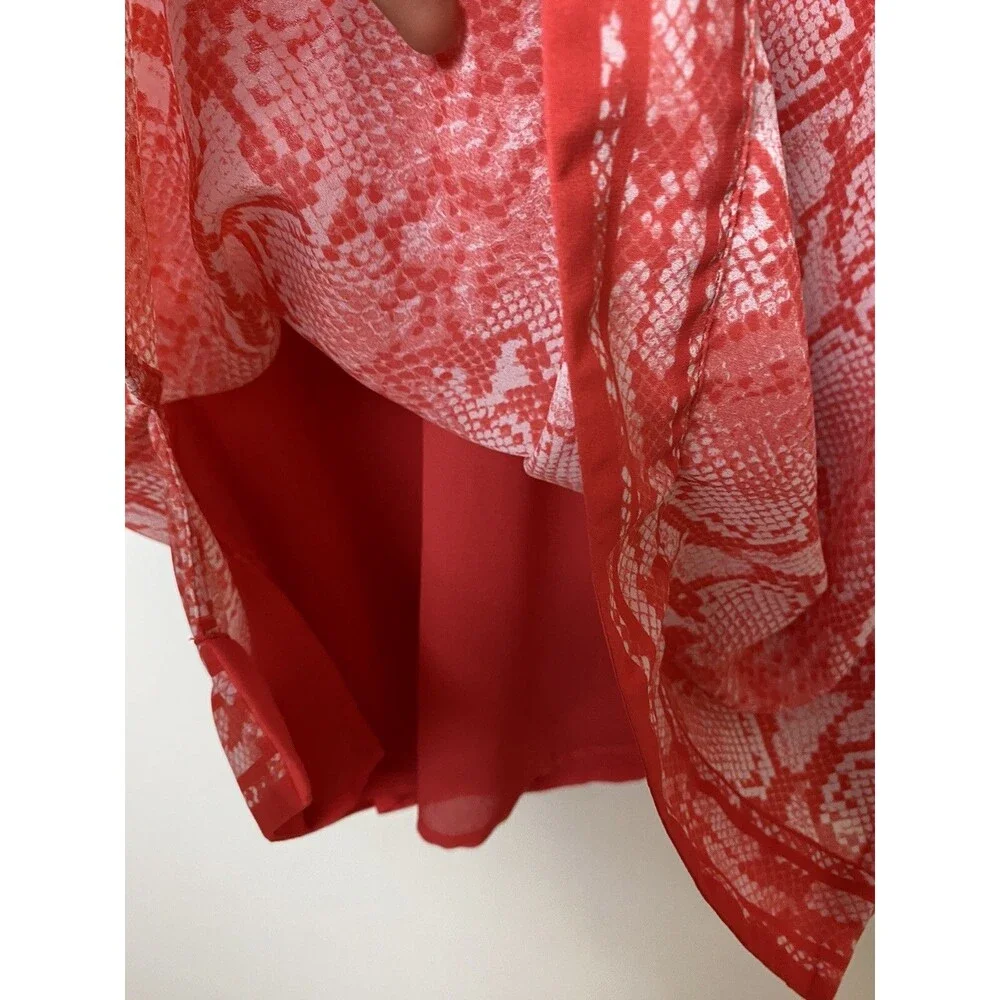 Michael Kors Tunic Dress Women's Size S Orange Sneak Print Long Sleeves Slits